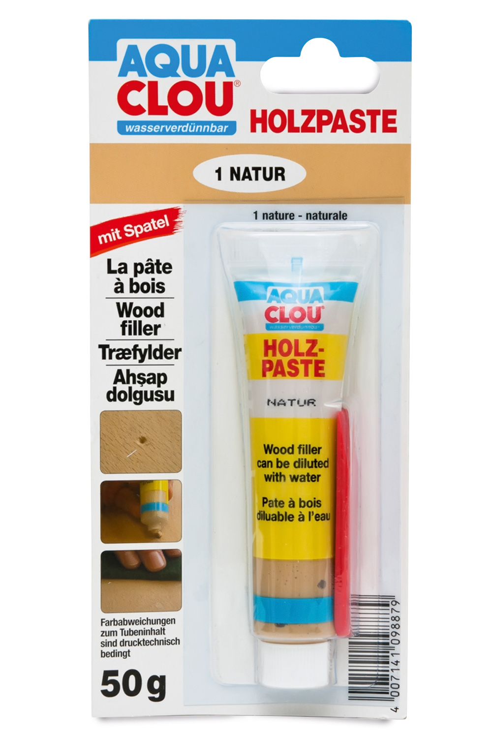 Tmel na dřevo CLOU Holzpaste, tuba 60g, vodou ředitelný, různé odstíny