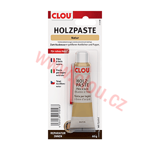 Tmel na dřevo CLOU Holzpaste vodou ředitelný tuba 60g, různé odstíny
